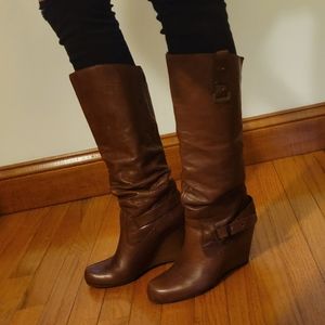 GUESS Leather Slouch Wedge Boots size 7